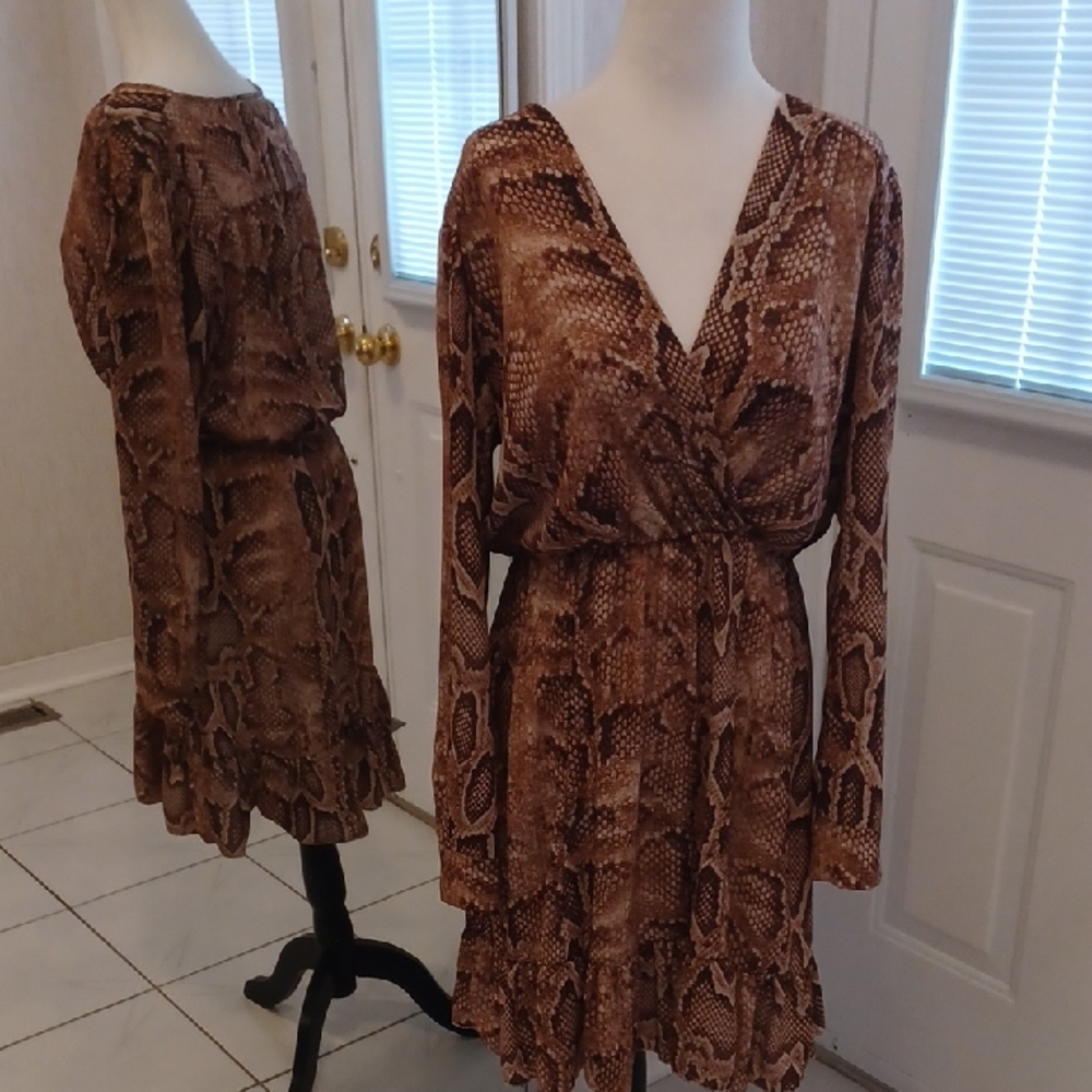 4/$40 Brown Snake Print Dress - Size Medium